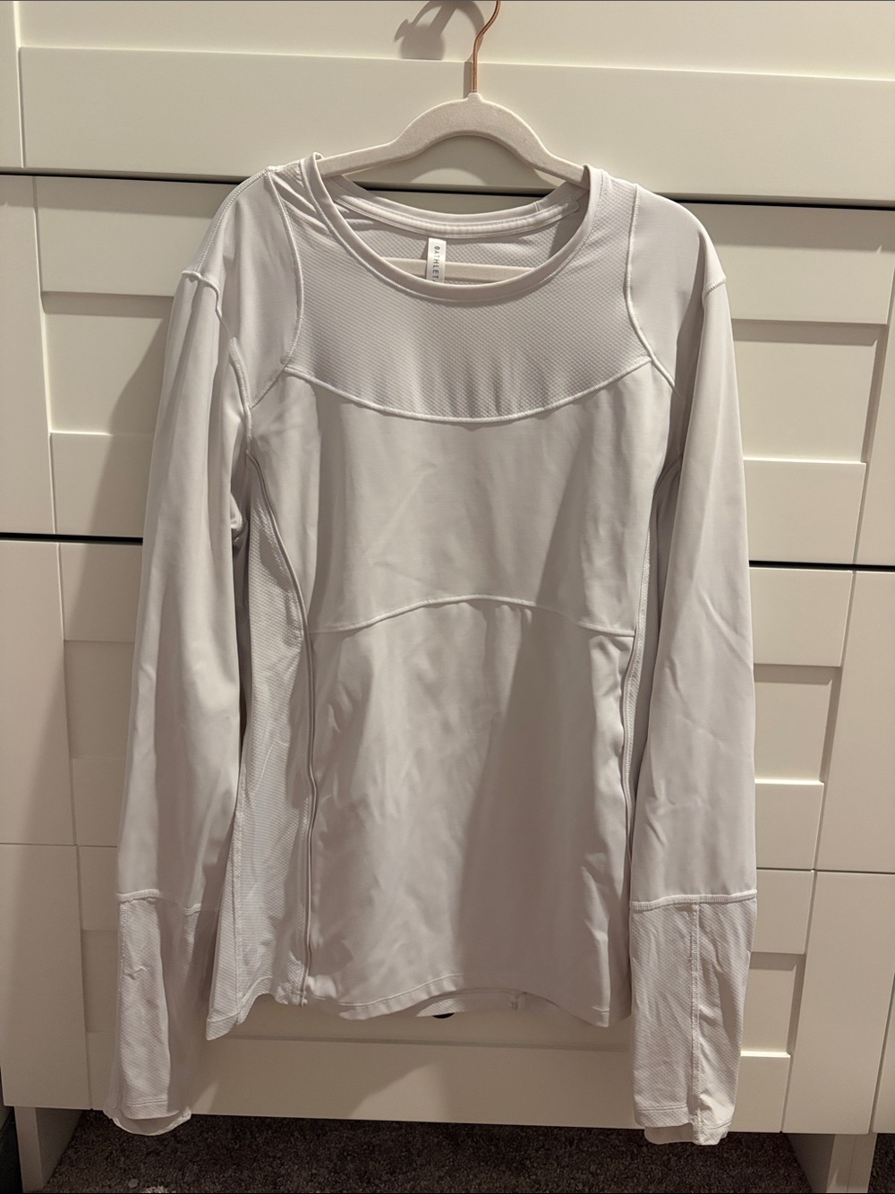 Athleta White Long-Sleeve Crewneck Performance Top